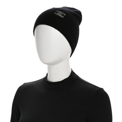Chanel Cashmere CC Beanie Hat Black 2 of 6