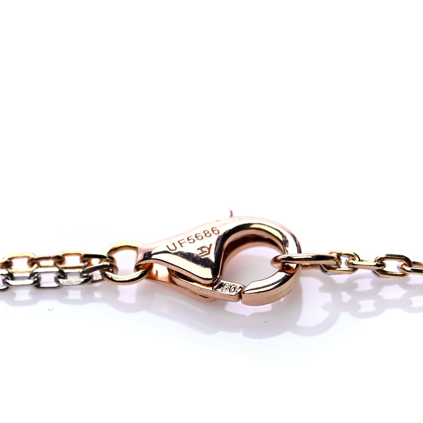 18K White Pink Gold Diamond Three Ring LOVE Pendant Necklace