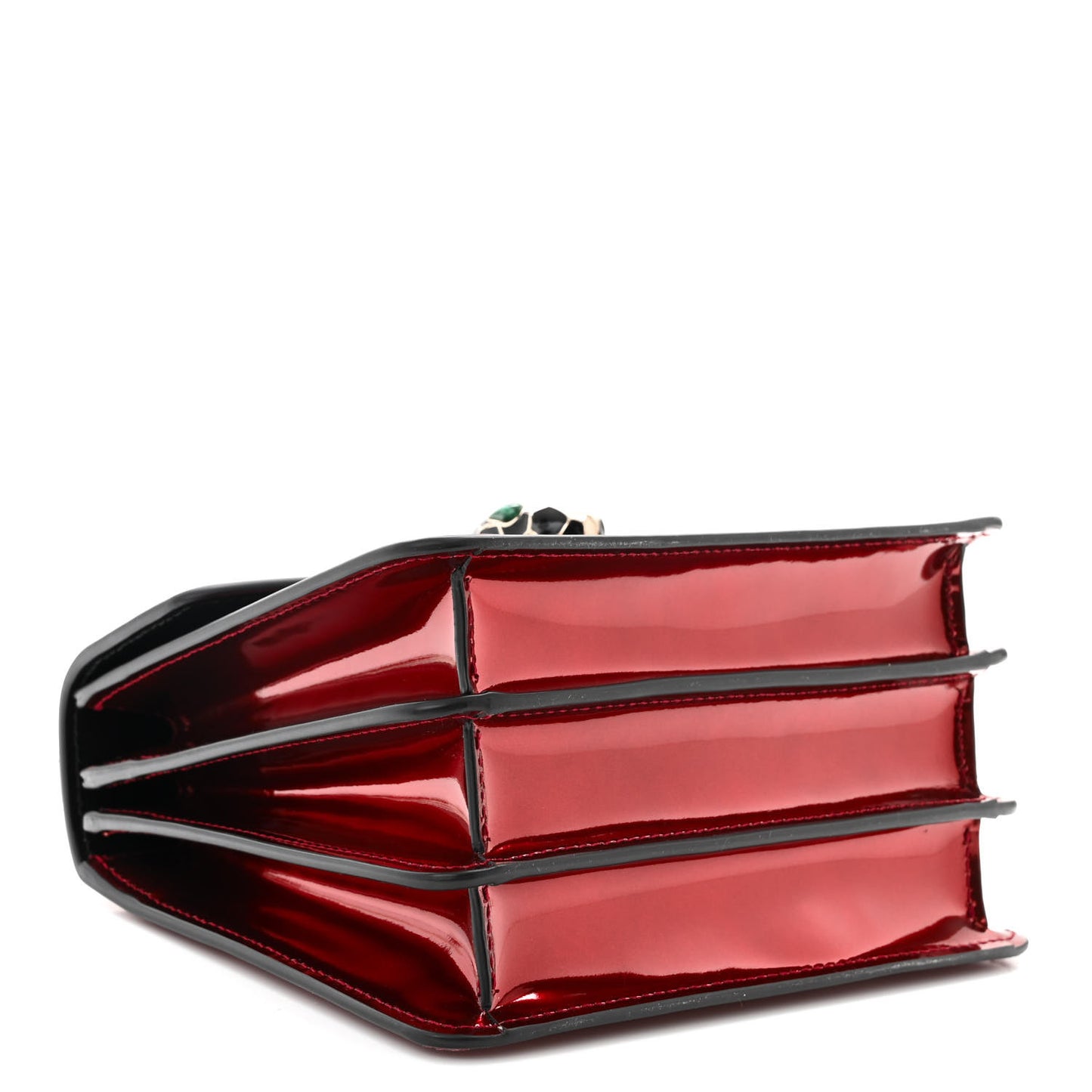 Metallic Calfskin Serpenti Forever Top Handle Dark Red