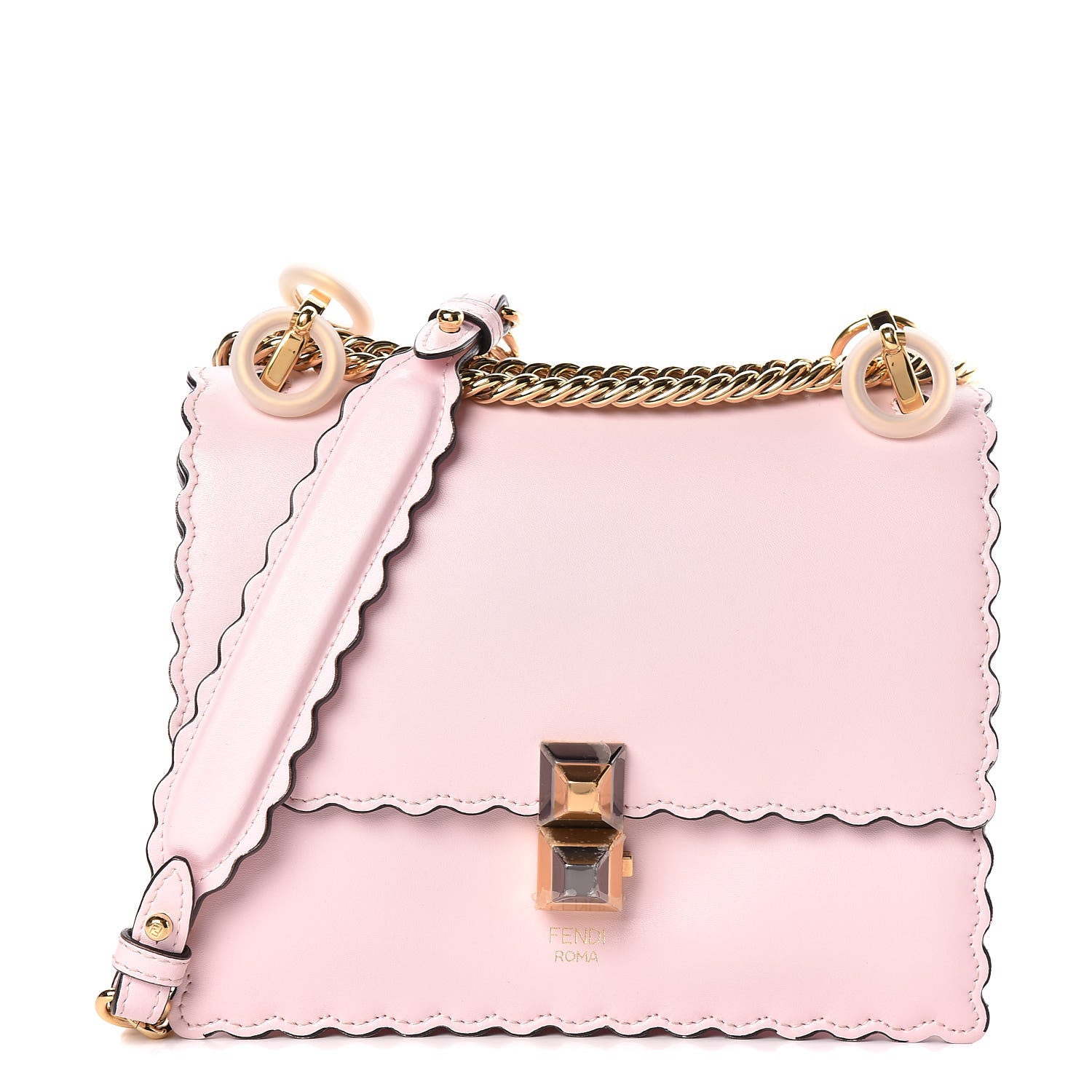 Fendi Vitello Liberty Scalloped Studded Small Kan I Shoulder Bag Confetto 1 of 12