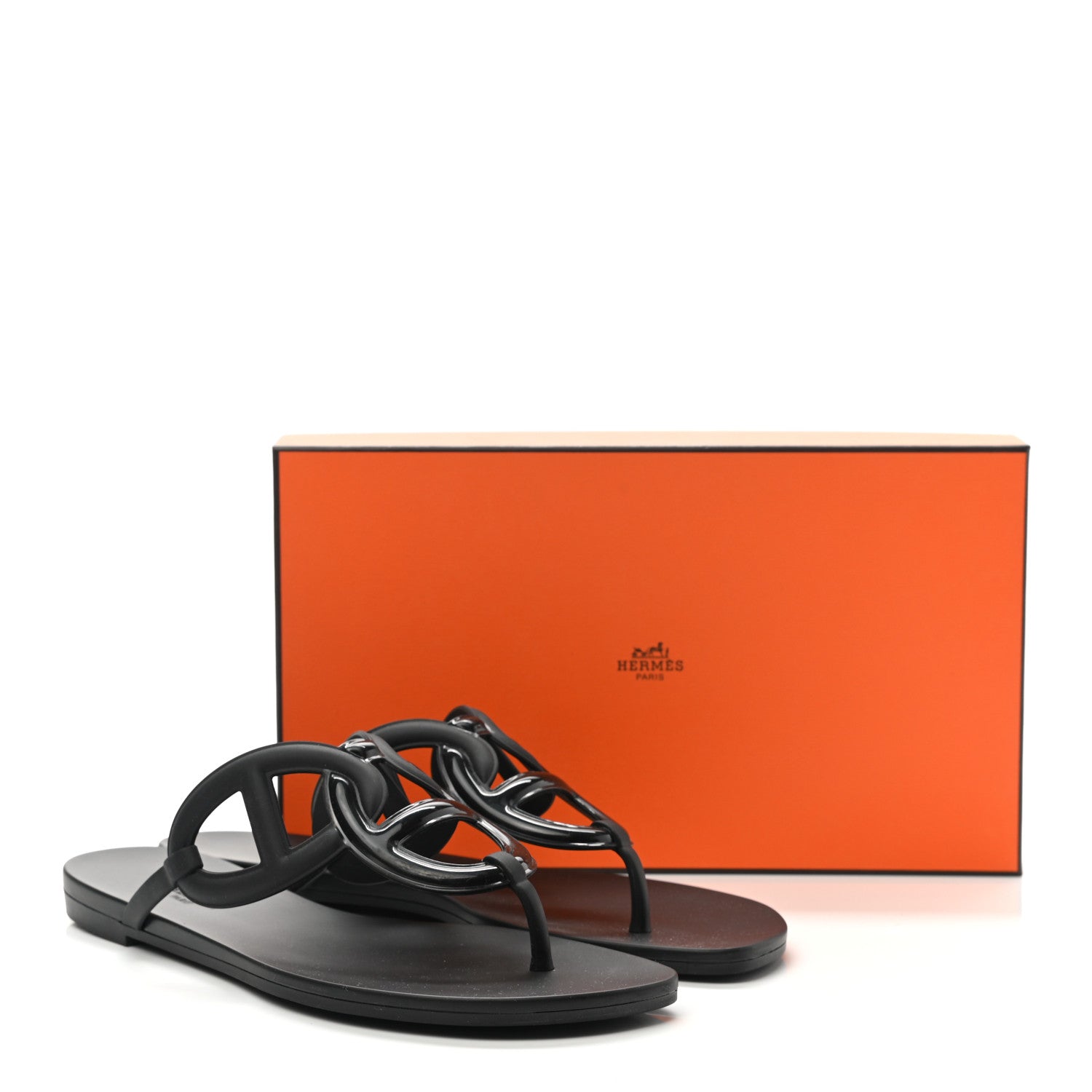 Hermes Rubber Womens Egerie Sandals 40 Black 9 of 9