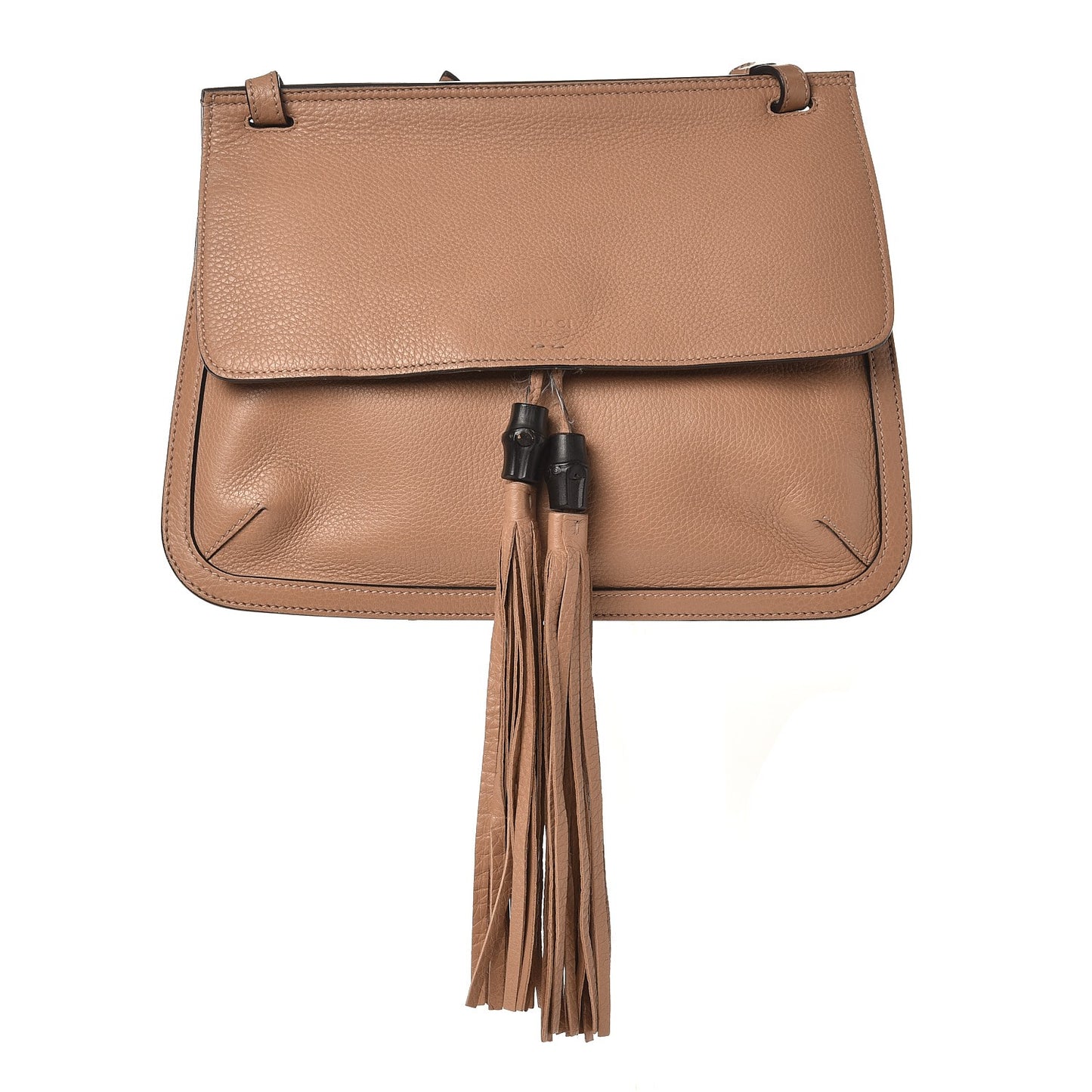 Cellarius Calfskin Medium Bamboo Daily Flap Shoulder Bag Camelia