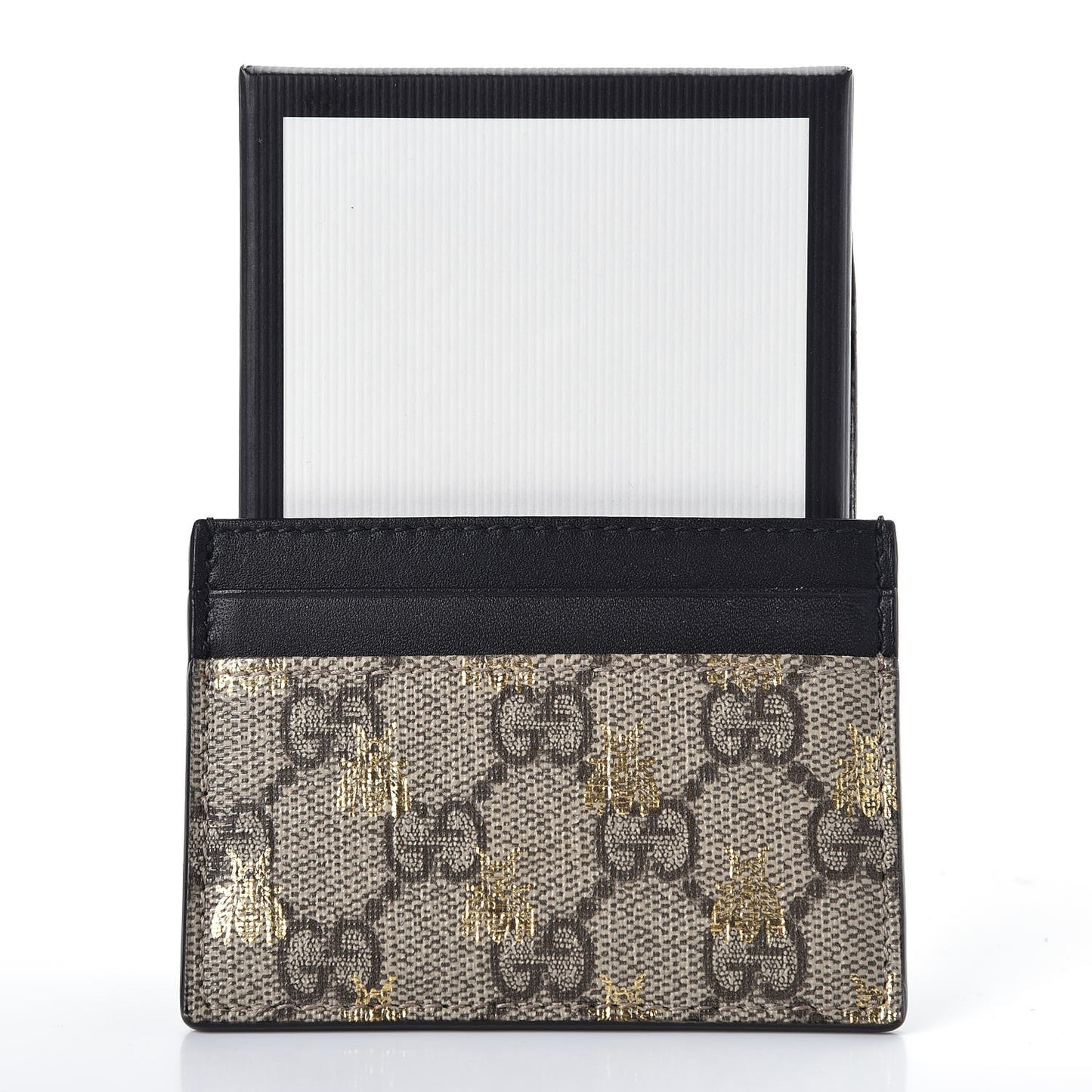 GG Supreme Monogram Bees Card Holder Black