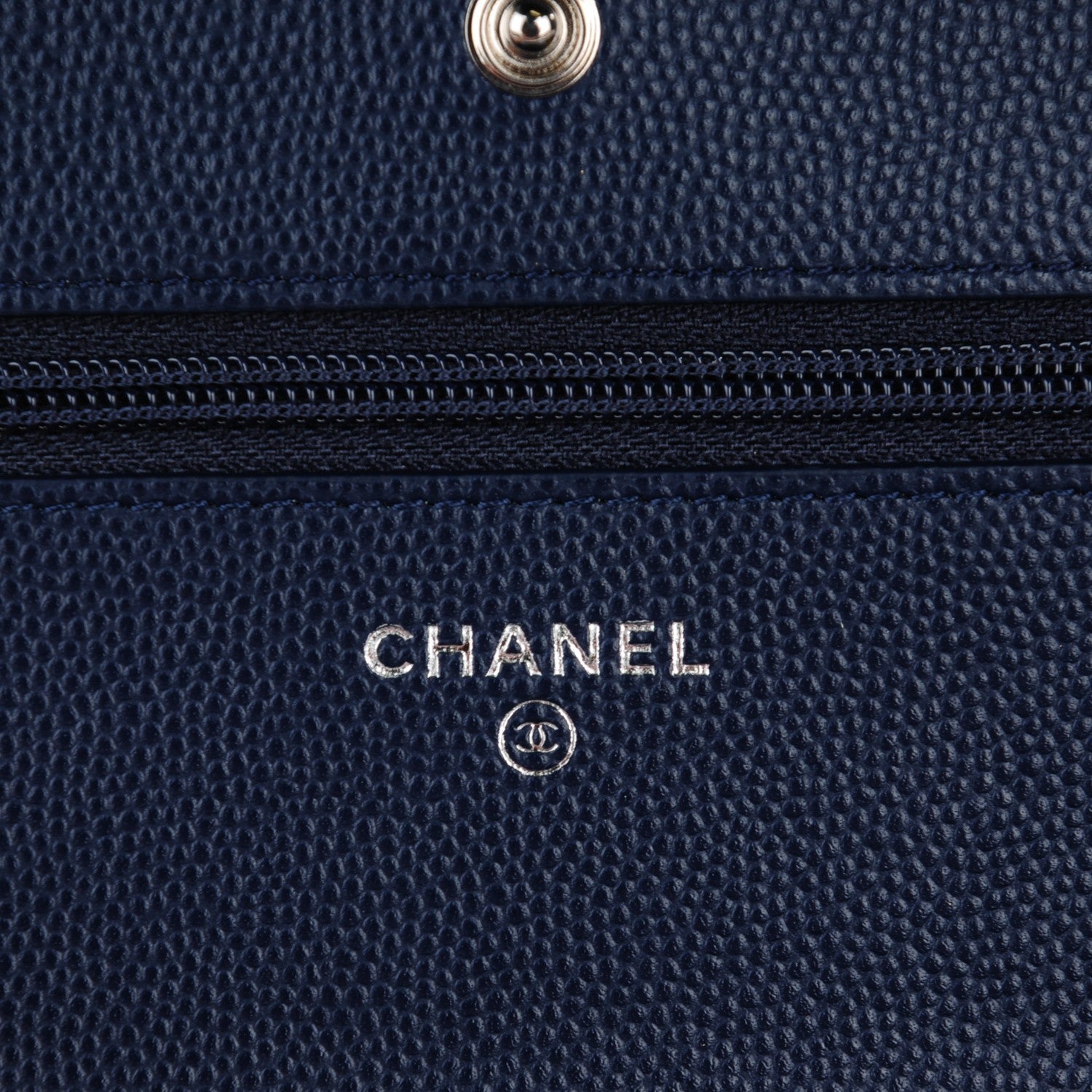 Chanel Caviar Chevron Wallet On Chain WOC Navy 5 of 7