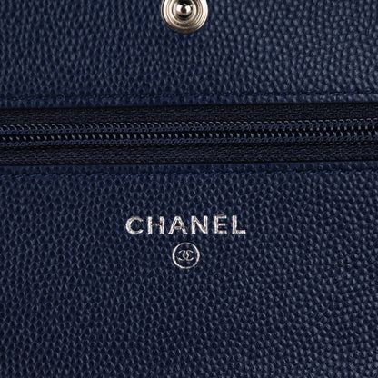 Chanel Caviar Chevron Wallet On Chain WOC Navy 5 of 7