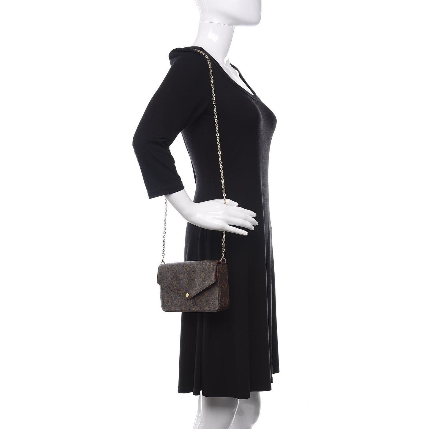 Monogram Pochette Felicie Chain Wallet Fuchsia