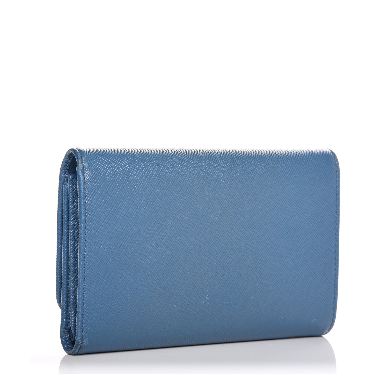 Saffiano Metal Compact Snap Tri-Fold Wallet Cobalto