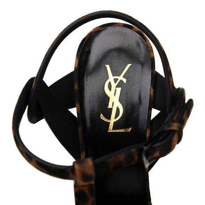 Saint Laurent Suede Leopard Print Tribute 75 Platform Sandals 40 Brown 6 of 8