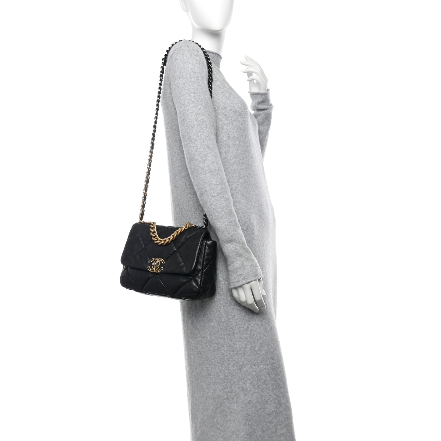 Goatskin Quilted Medium Chanel 19 Flap Black