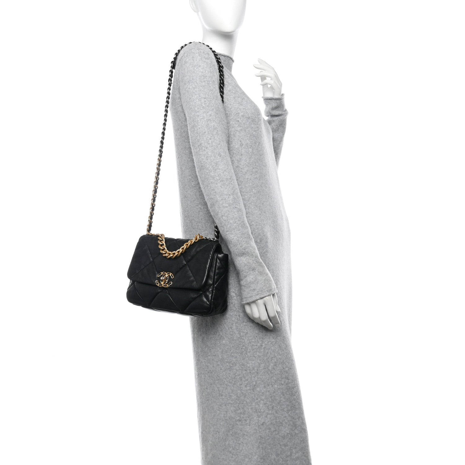 Chanel Goatskin Quilted Medium Chanel 19 Flap Black 2 of 12