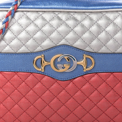 Gucci Laminated Nappa Trapuntata Small Zumi Shoulder Bag Rosso Marine Argento 9 of 9