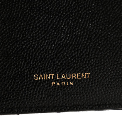 Saint Laurent Grain De Poudre Matelasse Chevron Monogram Zipped Two-Part Wallet Black 6 of 11