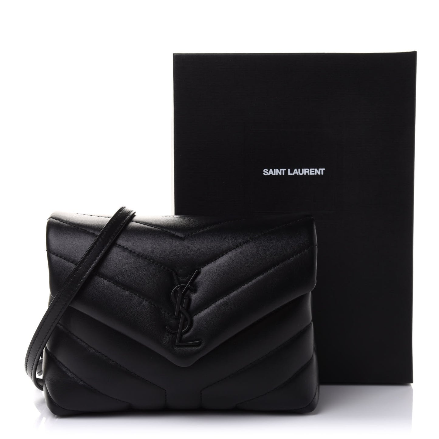 Calfskin Y Quilted Monogram Toy Loulou Crossbody Bag Black
