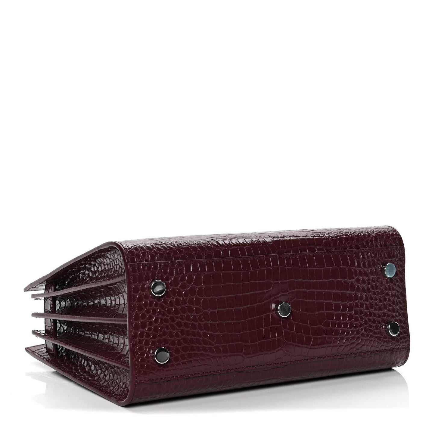 Calfskin Crocodile Embossed Baby Sac De Jour Bordeaux