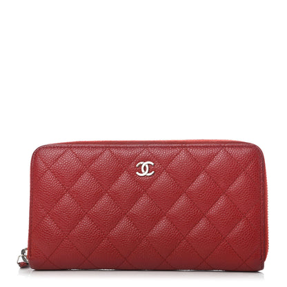 Chanel Caviar Quilted Large Gusset Zip Around Wallet Red 1 of 7