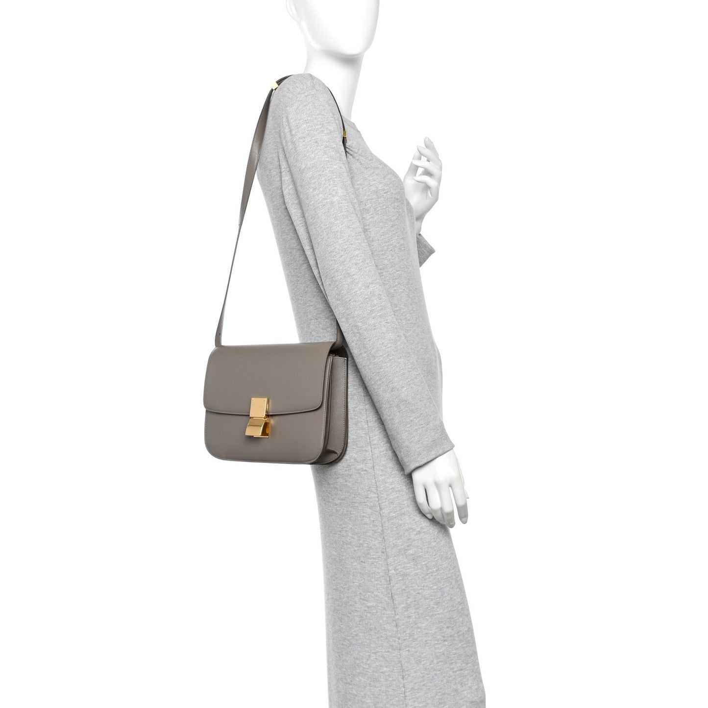 Liege Calfskin Medium Classic Box Flap Bag Souris