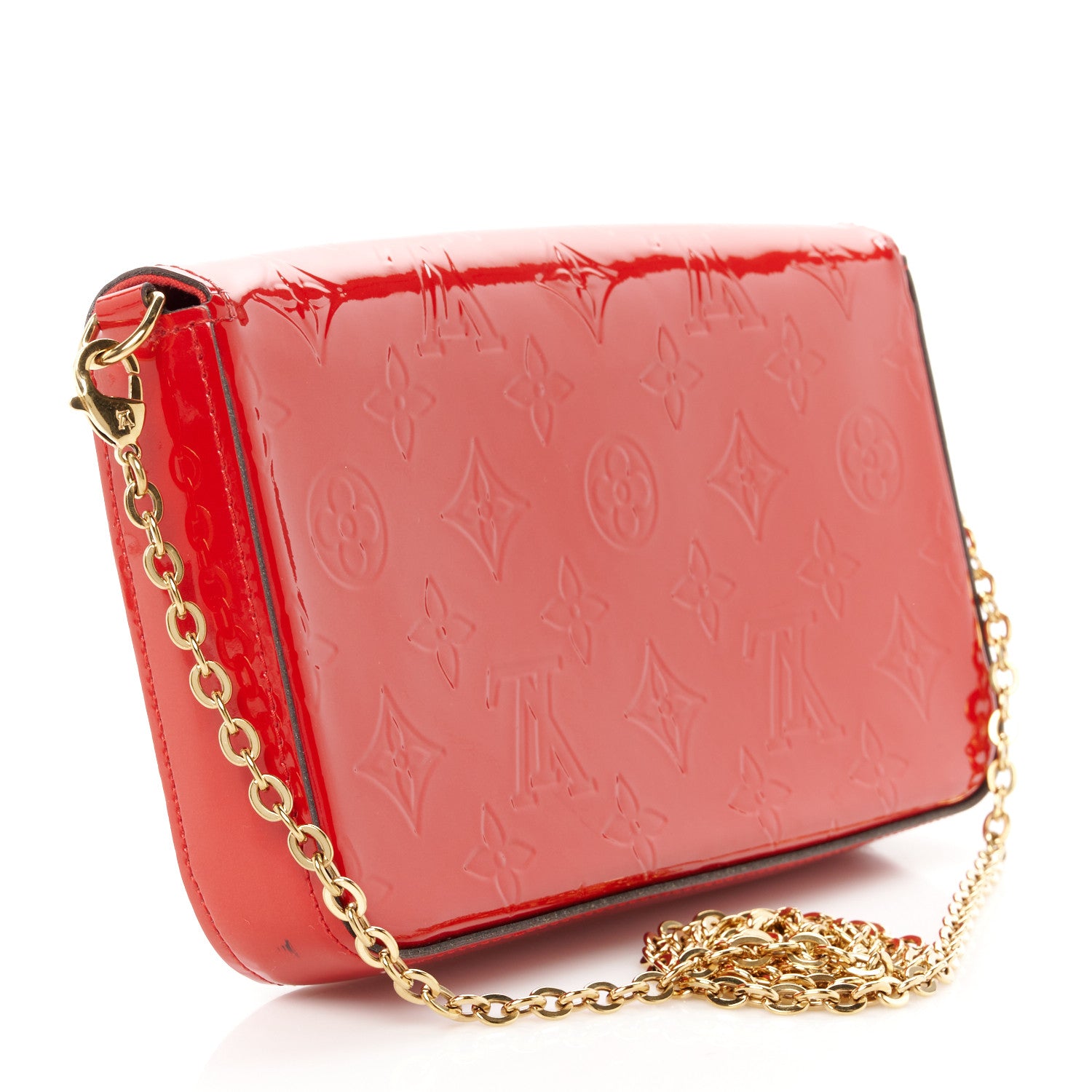 Louis Vuitton Vernis Felicie Pochette Chain Wallet Cherry 4 of 15