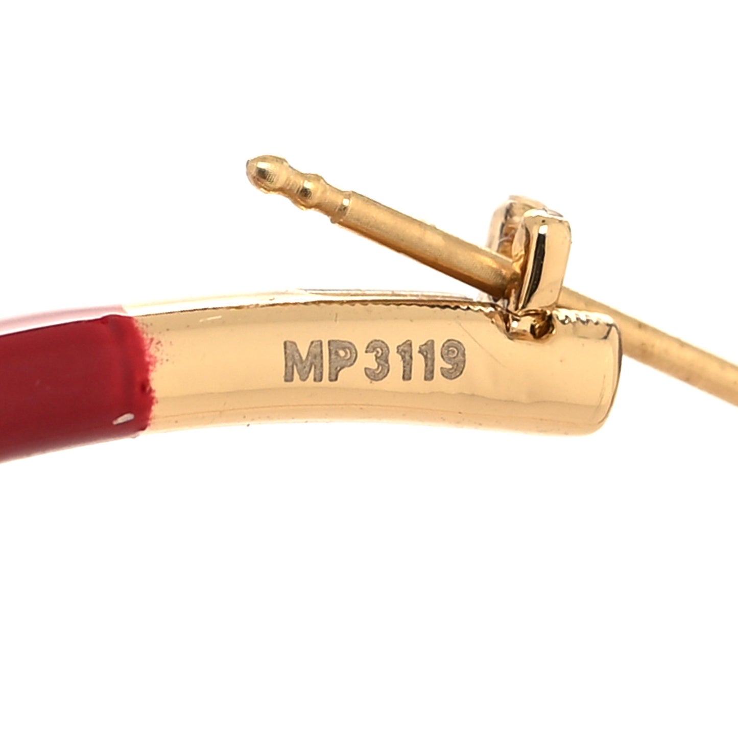 Metal Enamel Large F is Fendi Hoop Earrings Red Gold