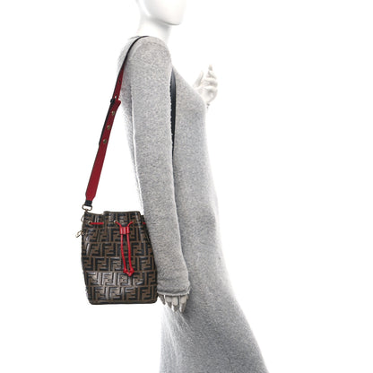 Fendi Vitello Grace F is Fendi Bi-Color FF 1974 Embossed Grande Mon Tresor Bucket Bag Maya Black Fragola 2 of 10
