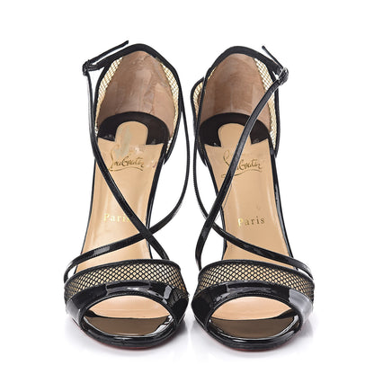 Christian Louboutin Patent Mesh Silkova 100 Sandals 40.5 Black 2 of 16