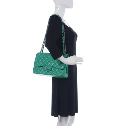 Chanel Lambskin Quilted Jumbo Double Flap Green 2 of 10