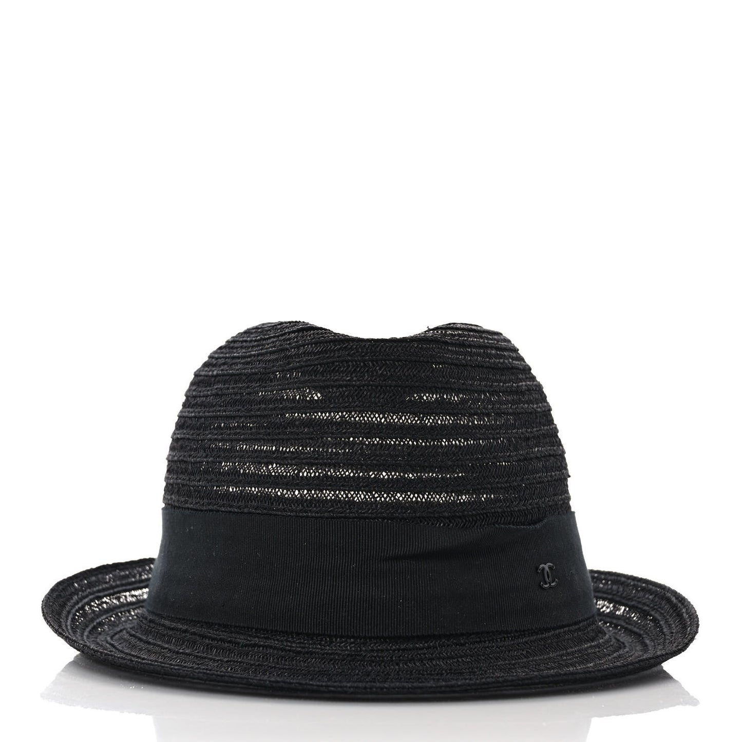 Straw CC Fedora Hat M Black