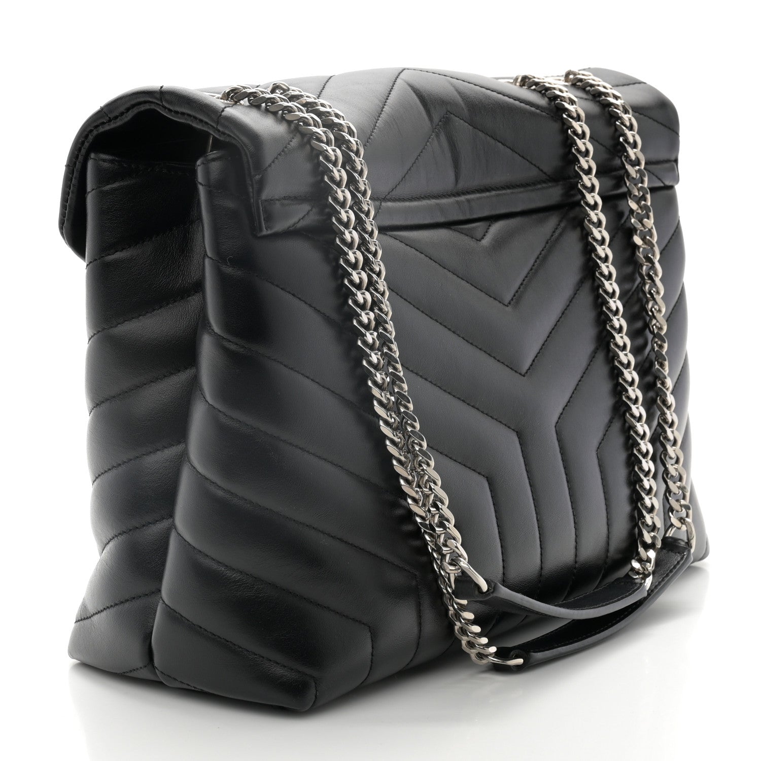 Saint Laurent Calfskin Y Quilted Monogram Medium Loulou Chain Satchel Black 3 of 11