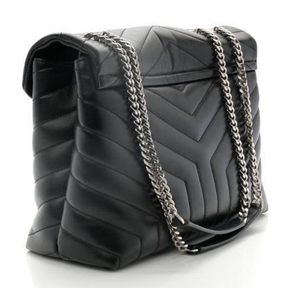 Saint Laurent Calfskin Y Quilted Monogram Medium Loulou Chain Satchel Black 3 of 11