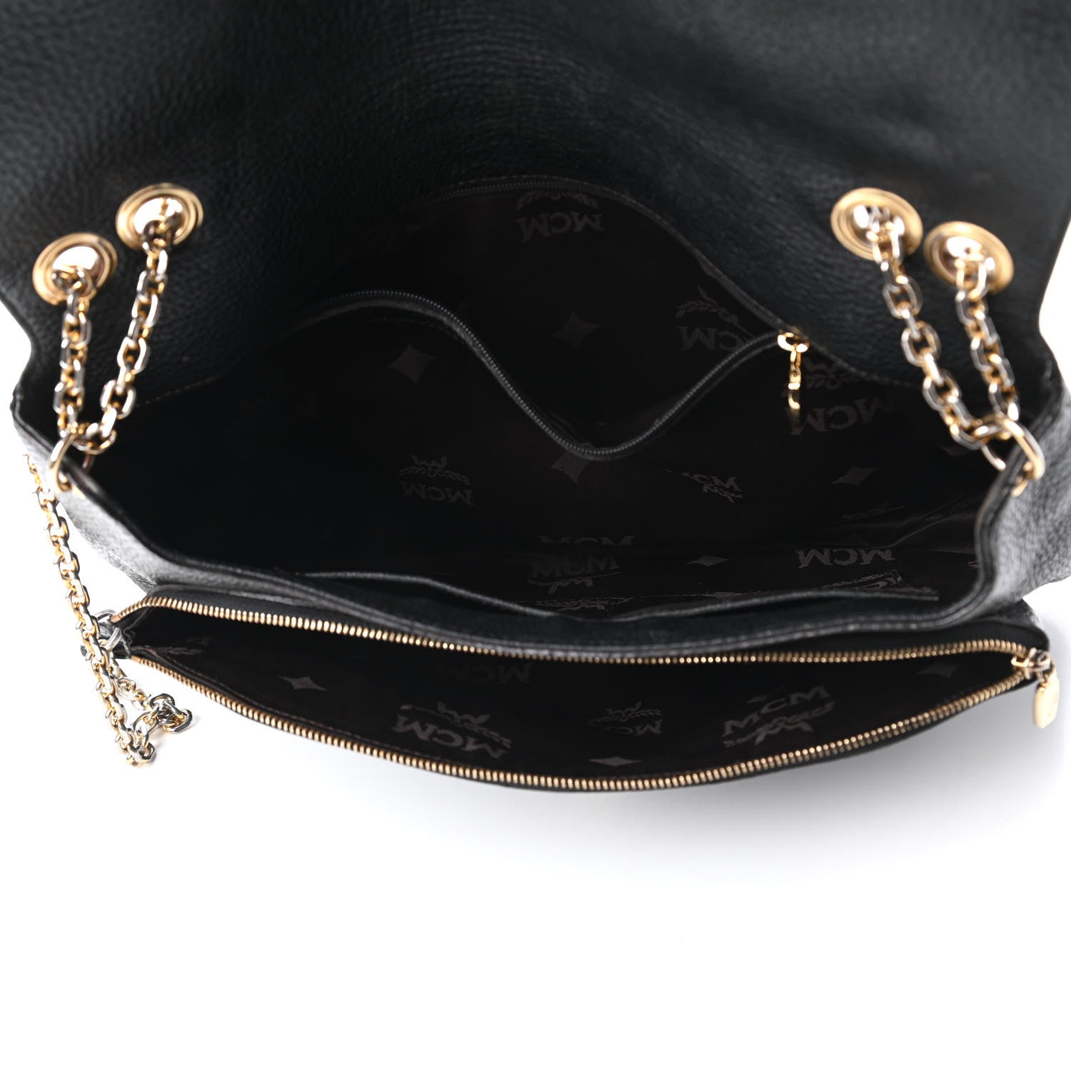 MCM Grained Calfskin Studded Shoulder Bag Black 5 of 10