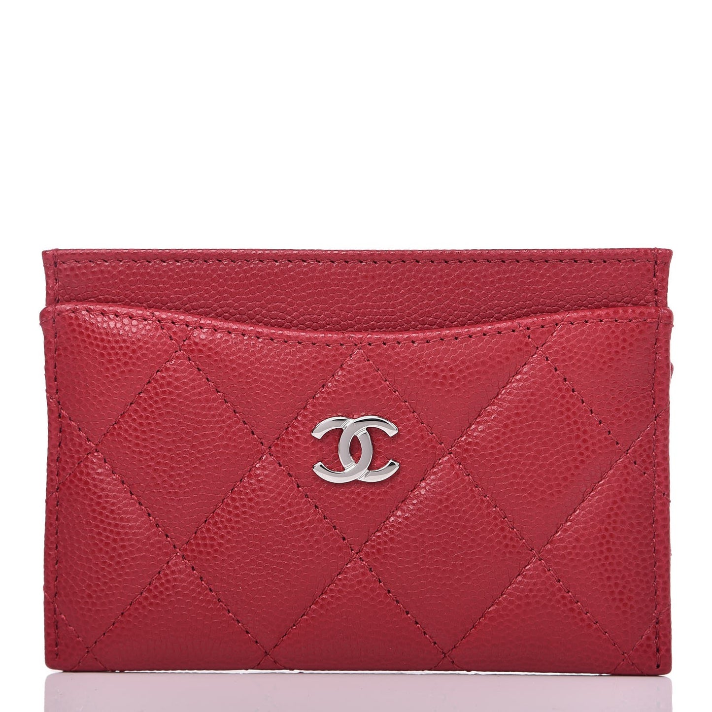 Caviar Quilted Card Holder Pink