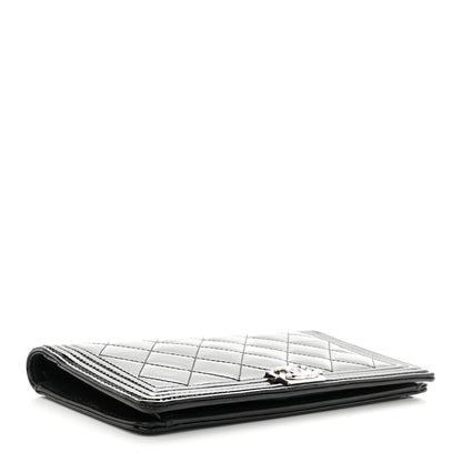 Chanel Patent Calfskin Quilted Boy Yen Wallet Black 5 of 9
