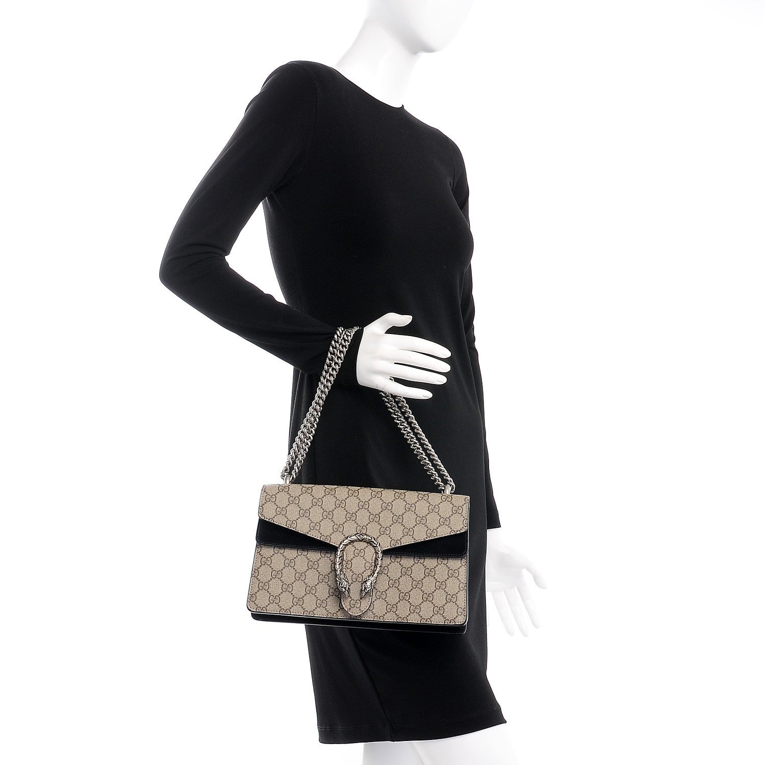 Gucci GG Supreme Monogram Small Dionysus Shoulder Bag Black 2 of 8