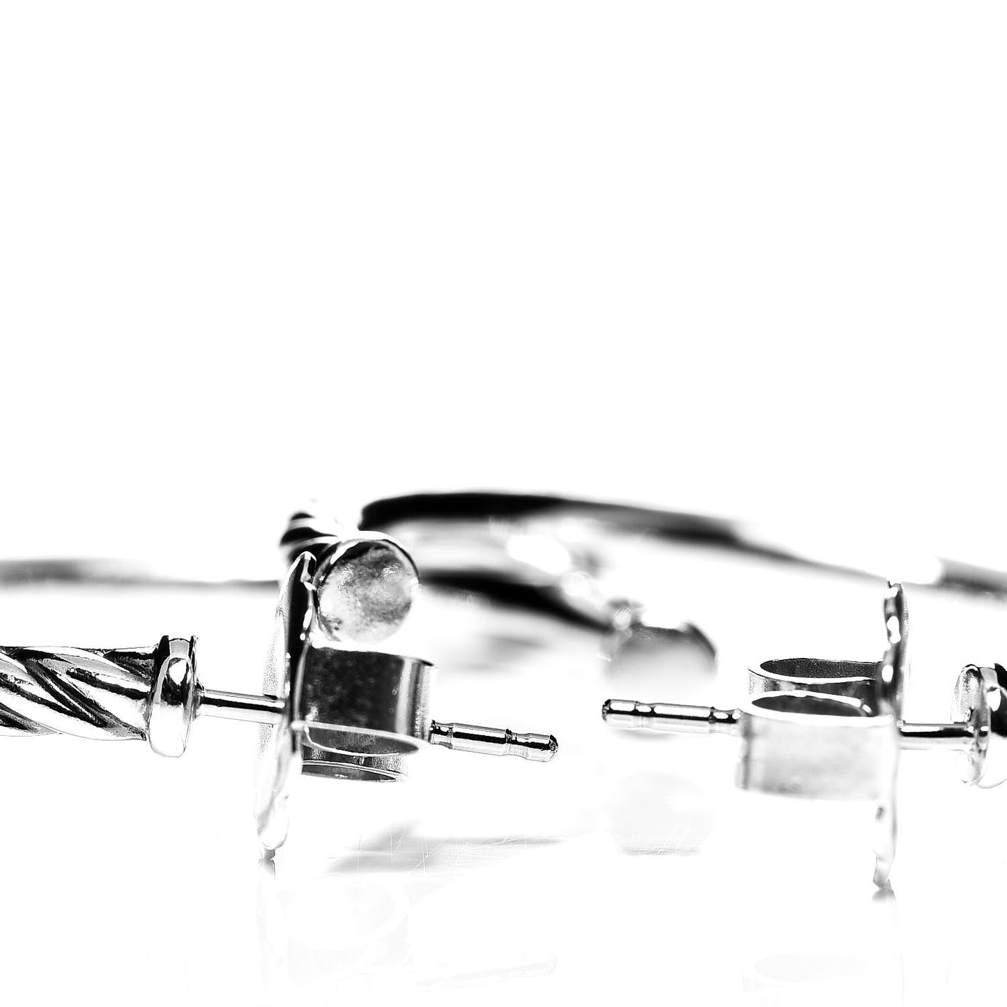 Sterling Silver Diamond Metro Hoop Earrings