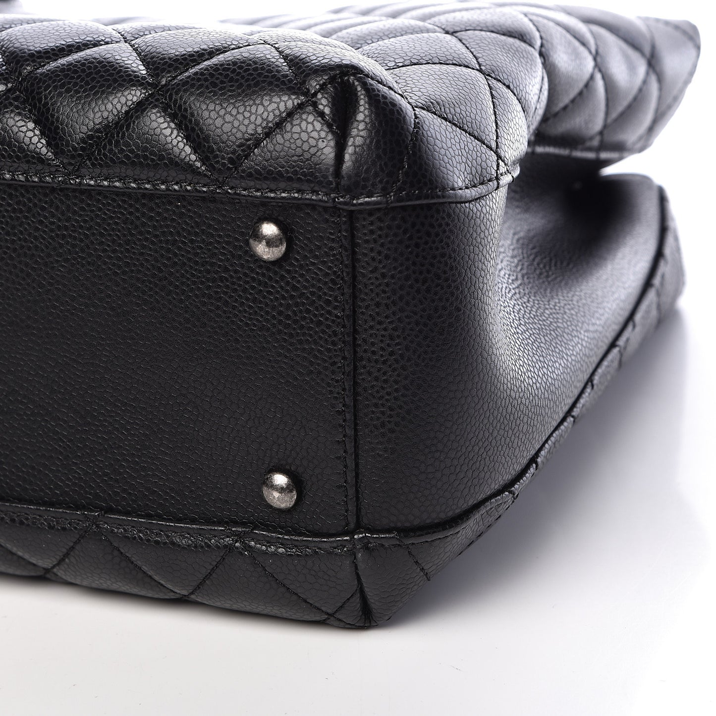 Caviar Quilted City Shopping Tote Black