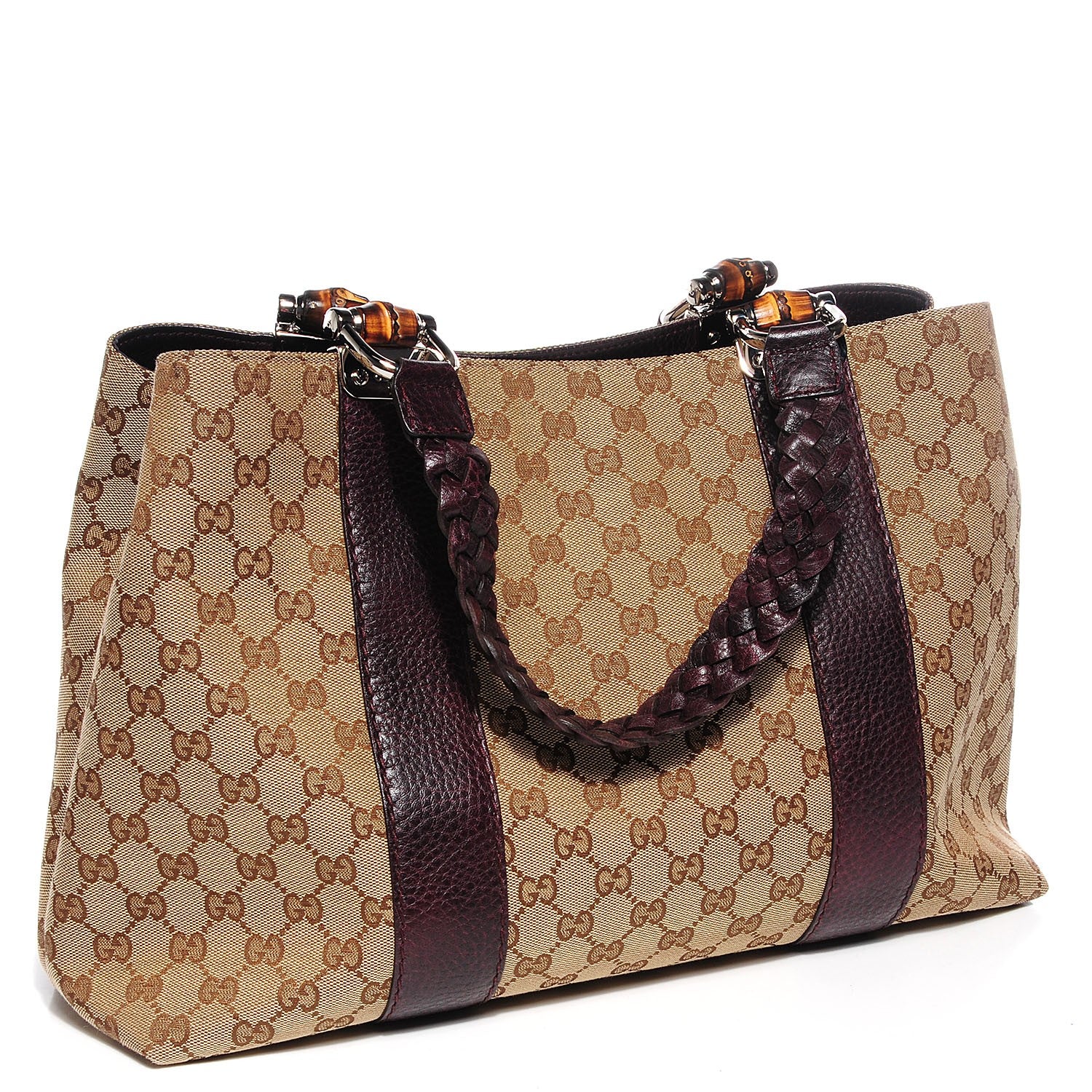 Gucci Monogram Medium Bamboo Bar Tote Bordeaux 2 of 21
