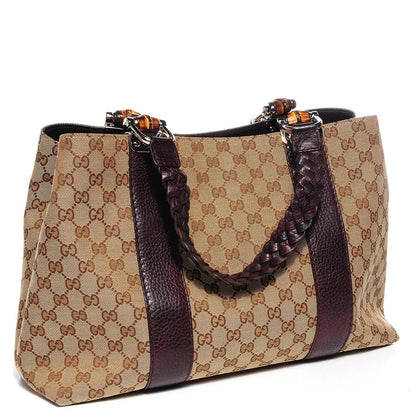 Gucci Monogram Medium Bamboo Bar Tote Bordeaux 2 of 21