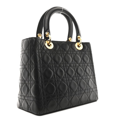 Christian Dior Lambskin Cannage Medium Lady Dior Black 3 of 10