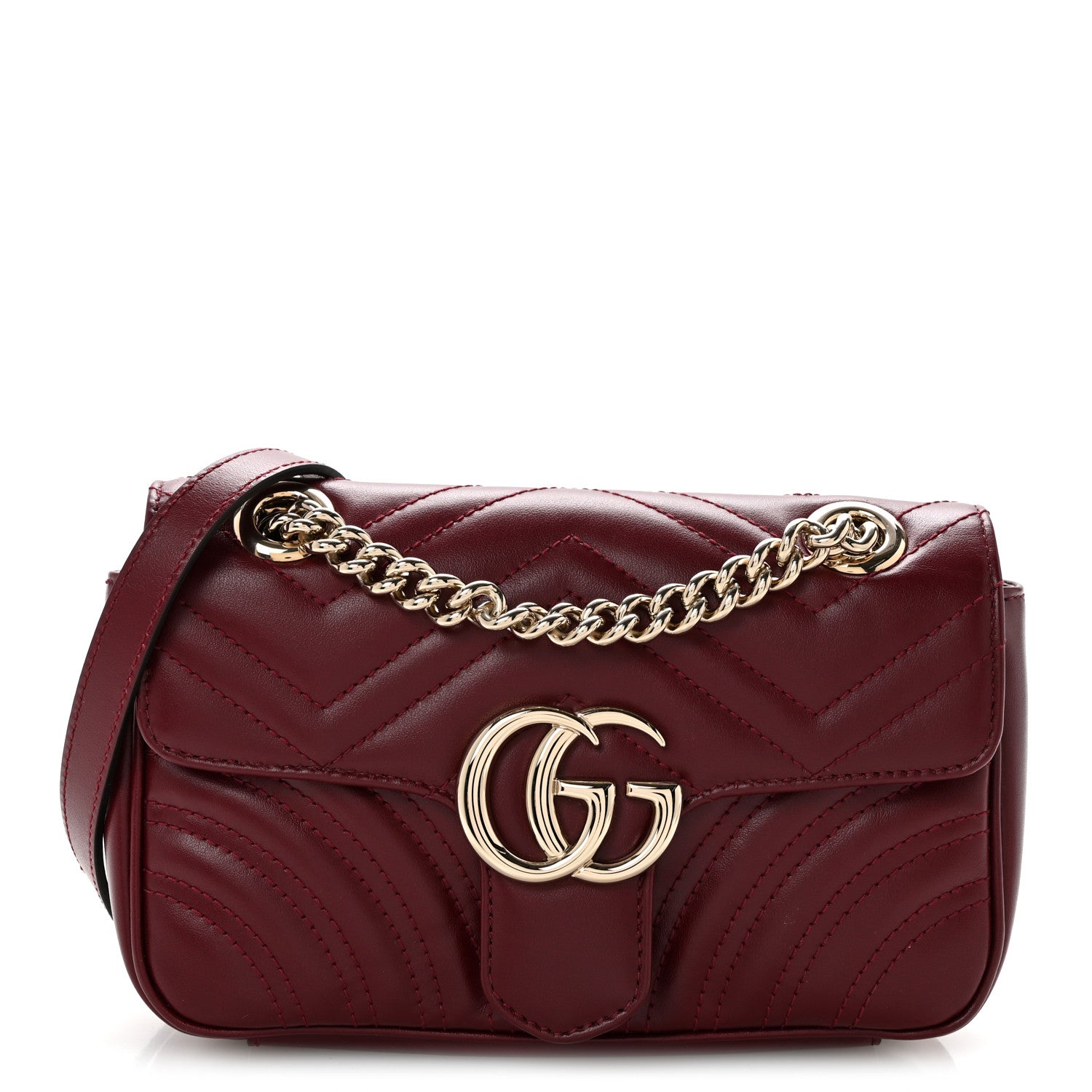 Gucci Calfskin Matelasse Mini GG Marmont Shoulder Bag Rosso Ancora 1 of 10