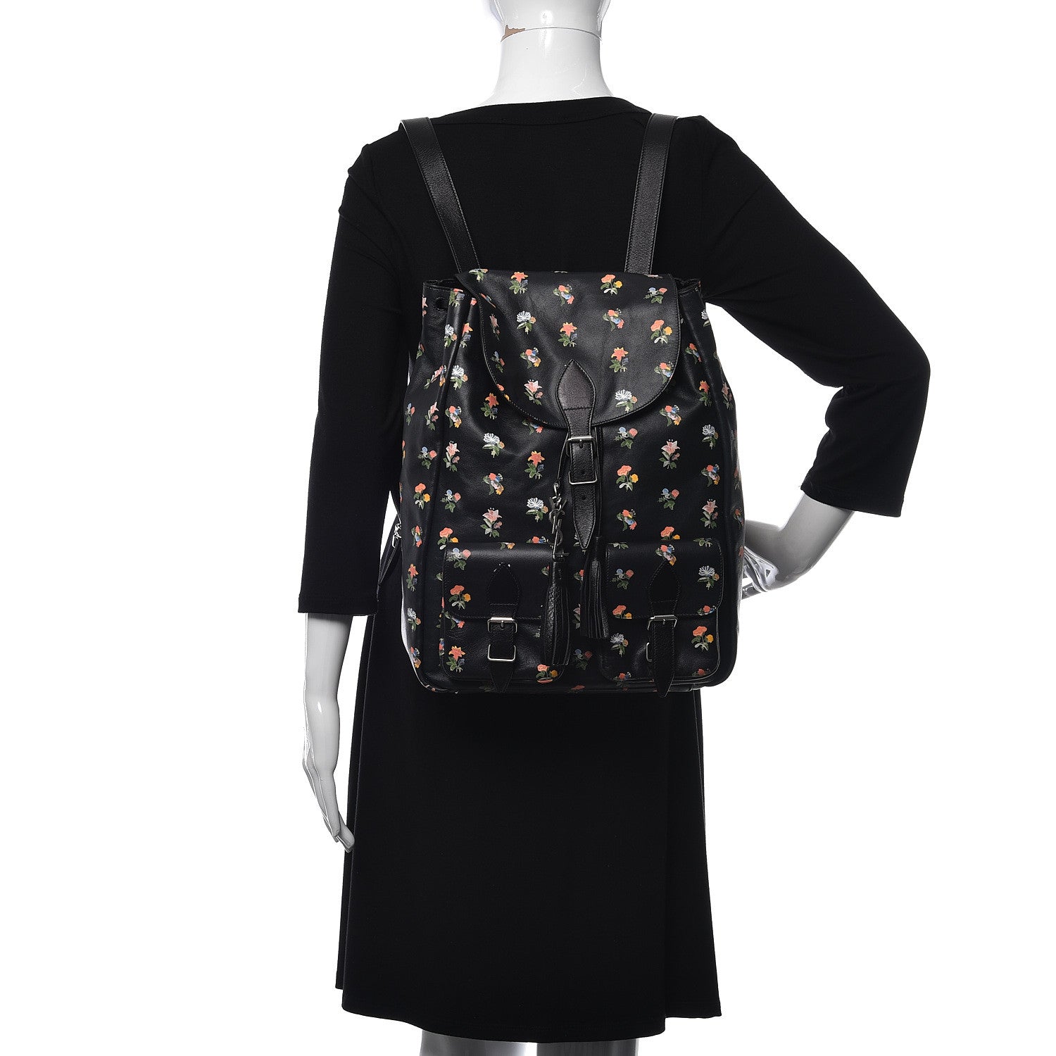 Saint Laurent Calfskin Prairie Flower Printed Festival Backpack Multicolor 2 of 12