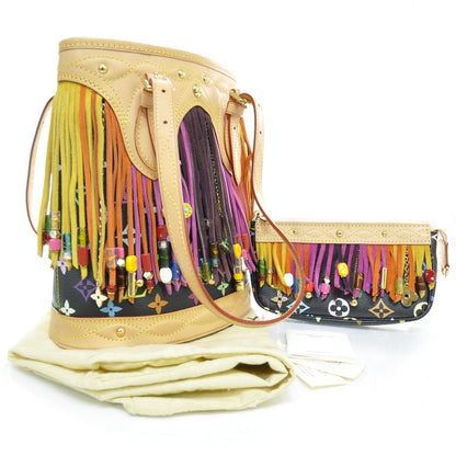 Louis Vuitton Monogram Multicolor Fringe Bucket Black 2 of 11