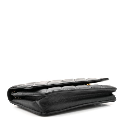 Chanel Lambskin Quilted Wallet On Chain WOC Black 3 of 12