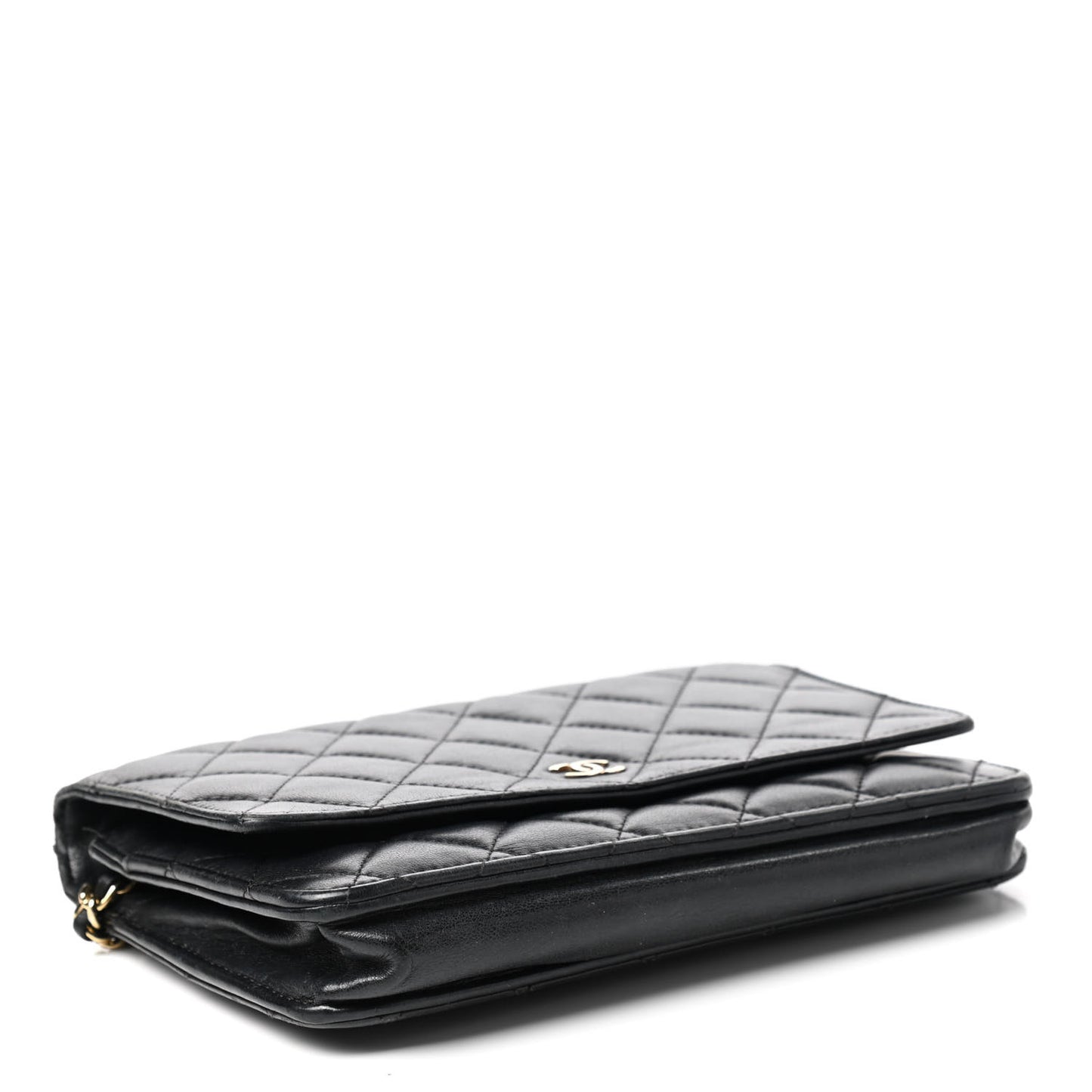 Lambskin Quilted Wallet On Chain WOC Black