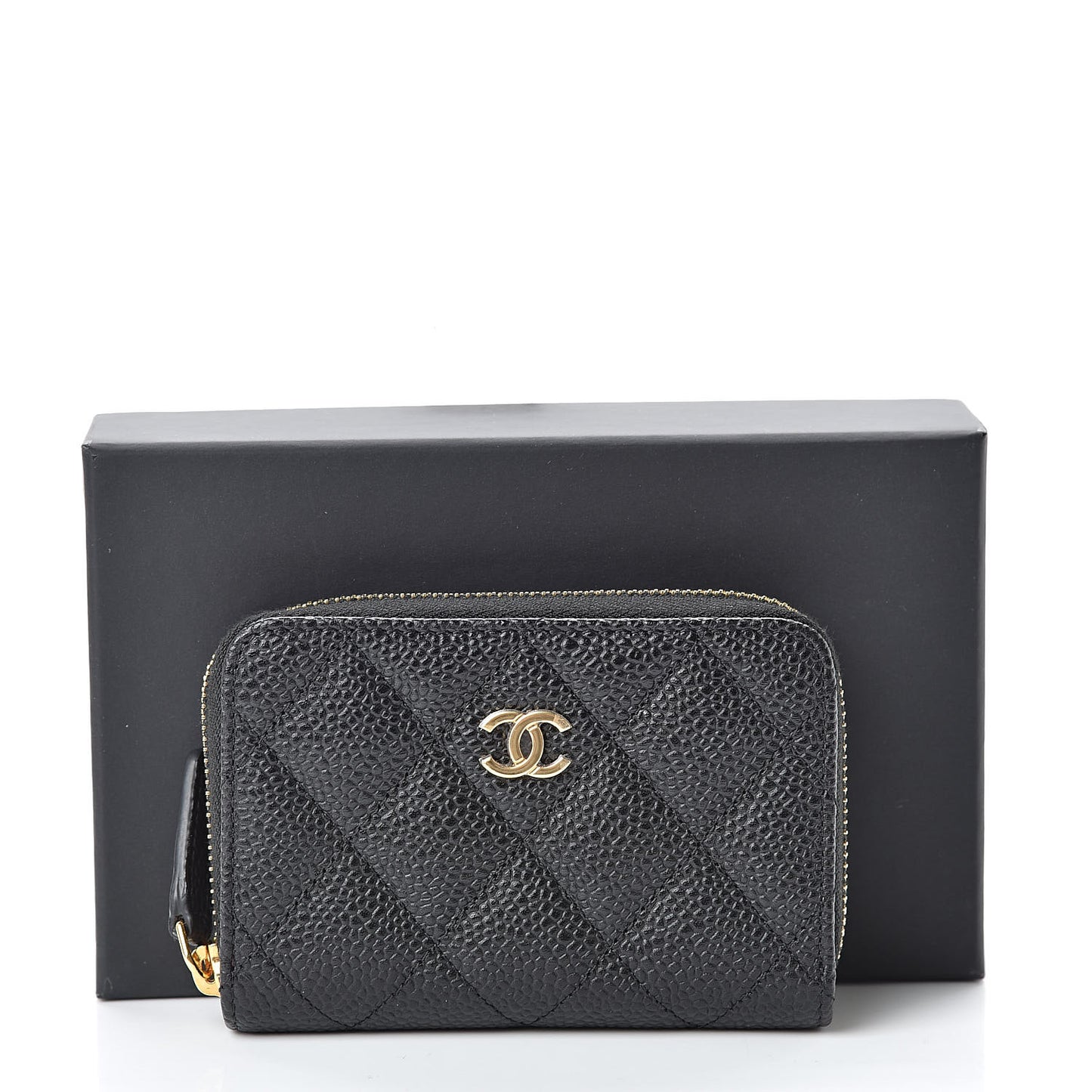 Caviar Quilted Zip Coin Purse Black