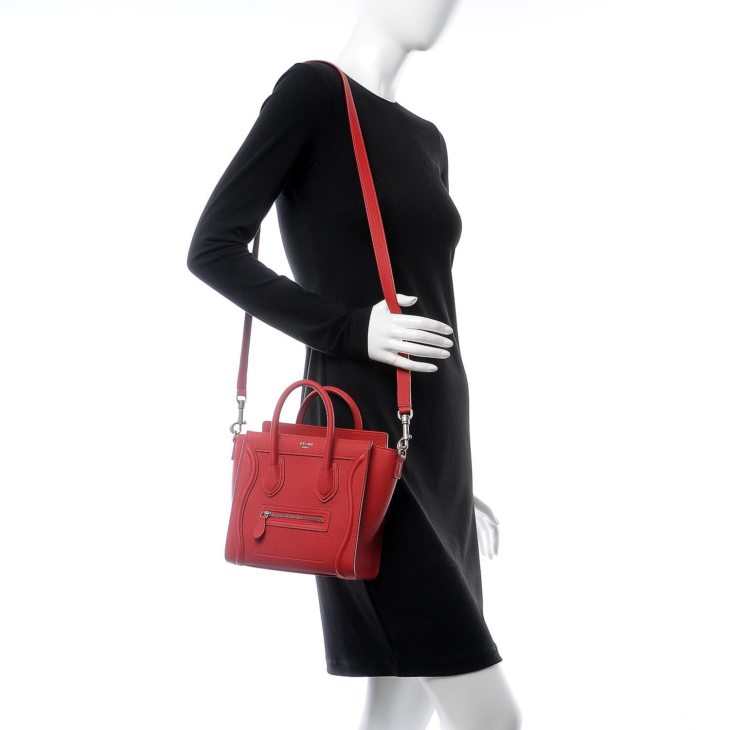 Celine Baby Grained Calfskin Nano Luggage Red 2 of 8