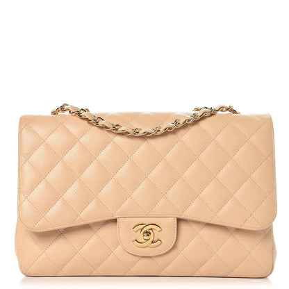 Chanel Caviar Quilted Jumbo Single Flap Beige Clair 1 of 8