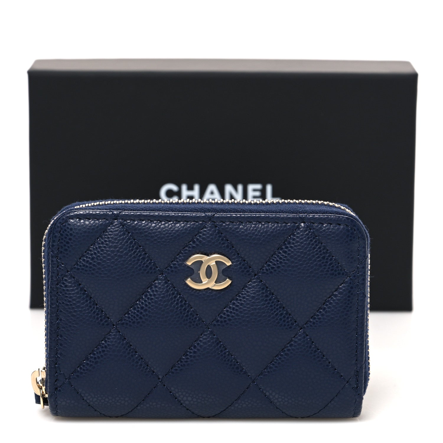Chanel Caviar Quilted Zip Coin Purse Dark Navy 8 of 8