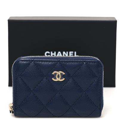 Chanel Caviar Quilted Zip Coin Purse Dark Navy 8 of 8