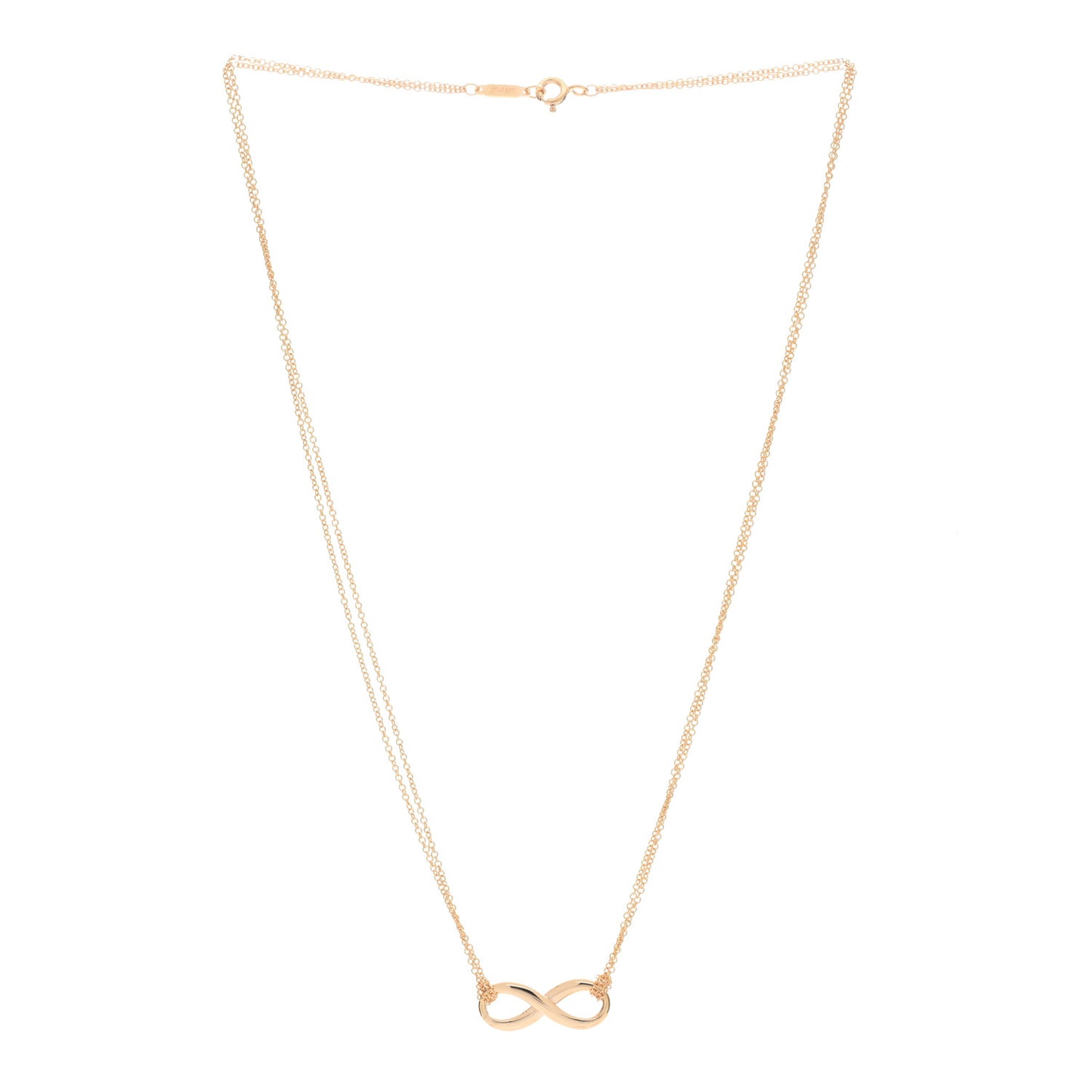 18K Rose Gold Infinity Double Chain Pendant Necklace