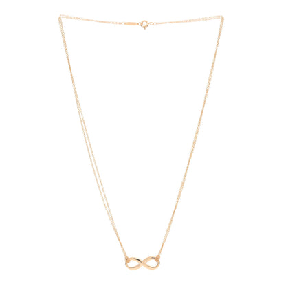 Tiffany 18K Rose Gold Infinity Double Chain Pendant Necklace 2 of 5