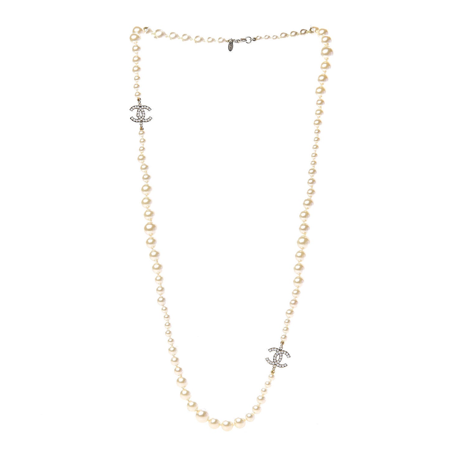 Crystal Pearl CC Short Necklace Gold